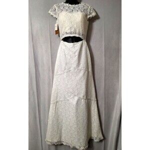 Missacc Wedding Dress Small Classic White Lace Floral Cut Out Romantic Fairycore